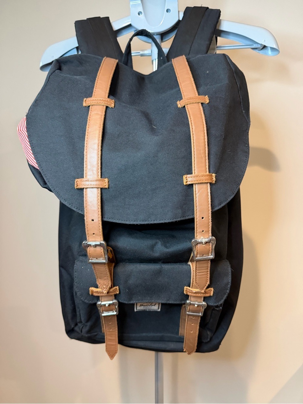 Herschel Supply Co Little America Backpack Black Tan Straps Laptop Rucksack⁠